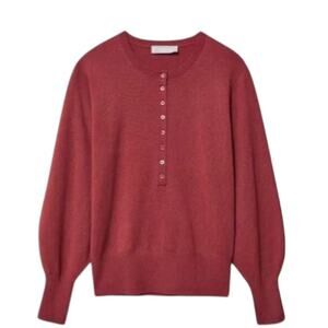 Everlane Carmine Red Cashmere Henley Pullover Sweater